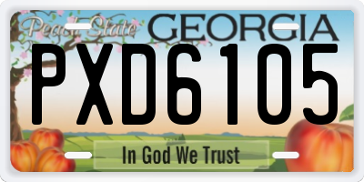 GA license plate PXD6105