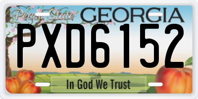 GA license plate PXD6152