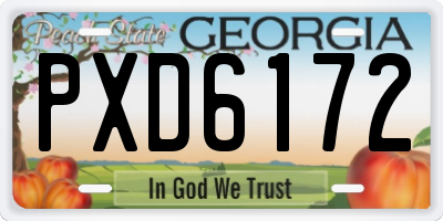 GA license plate PXD6172