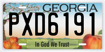 GA license plate PXD6191