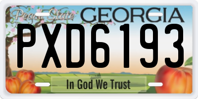 GA license plate PXD6193