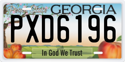 GA license plate PXD6196