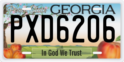 GA license plate PXD6206