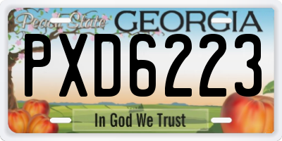 GA license plate PXD6223