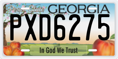 GA license plate PXD6275