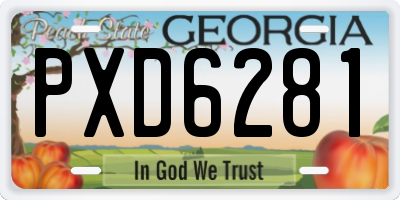 GA license plate PXD6281