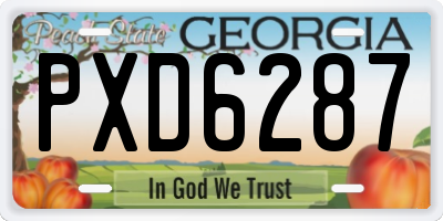 GA license plate PXD6287