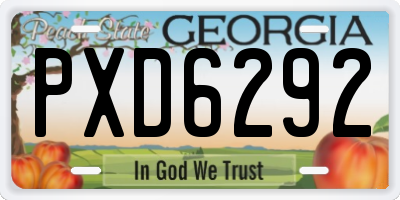 GA license plate PXD6292