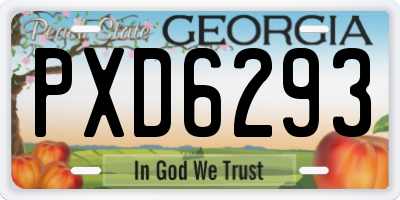 GA license plate PXD6293