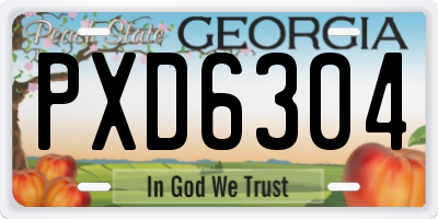 GA license plate PXD6304