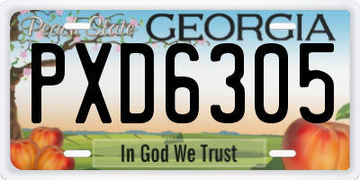 GA license plate PXD6305