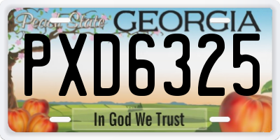 GA license plate PXD6325