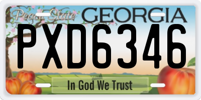 GA license plate PXD6346