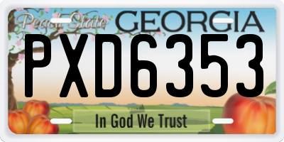 GA license plate PXD6353