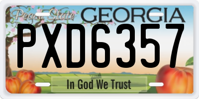 GA license plate PXD6357