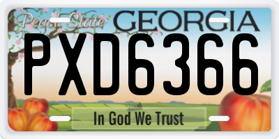 GA license plate PXD6366