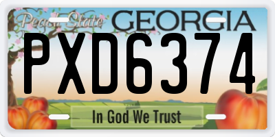 GA license plate PXD6374