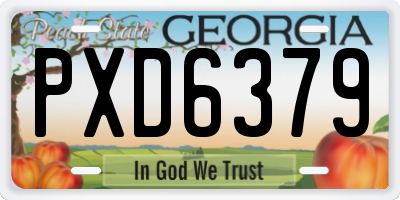 GA license plate PXD6379