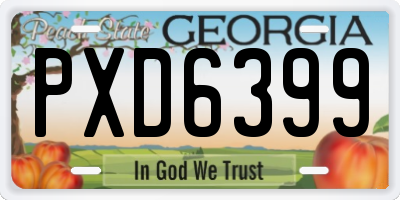 GA license plate PXD6399