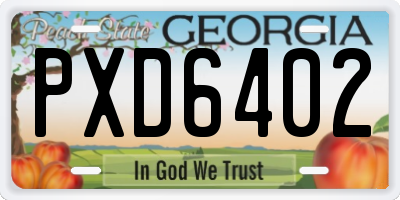 GA license plate PXD6402