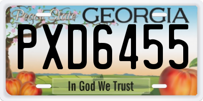 GA license plate PXD6455
