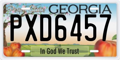 GA license plate PXD6457