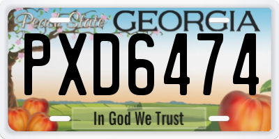 GA license plate PXD6474