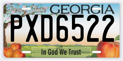 GA license plate PXD6522