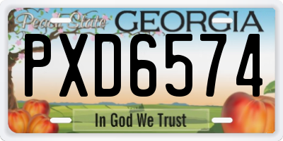 GA license plate PXD6574