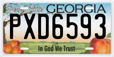 GA license plate PXD6593