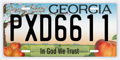 GA license plate PXD6611