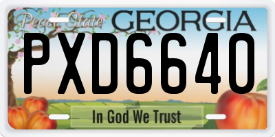 GA license plate PXD6640
