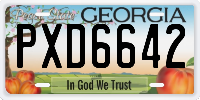 GA license plate PXD6642