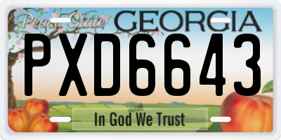 GA license plate PXD6643