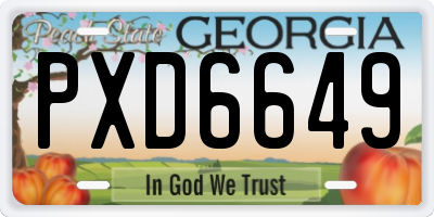 GA license plate PXD6649