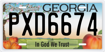 GA license plate PXD6674
