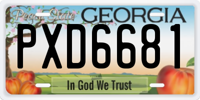 GA license plate PXD6681