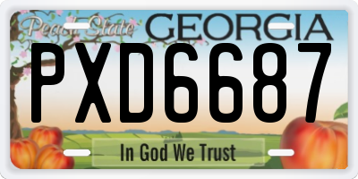 GA license plate PXD6687