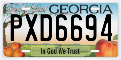 GA license plate PXD6694