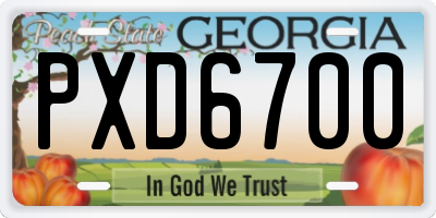 GA license plate PXD6700