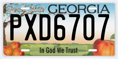 GA license plate PXD6707