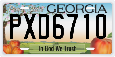 GA license plate PXD6710