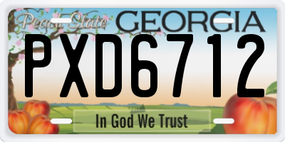 GA license plate PXD6712