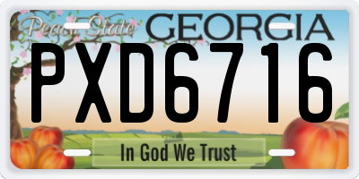 GA license plate PXD6716