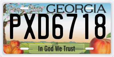 GA license plate PXD6718