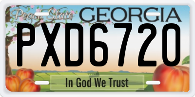 GA license plate PXD6720