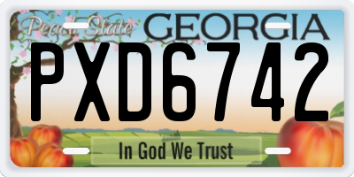 GA license plate PXD6742