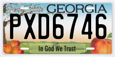 GA license plate PXD6746
