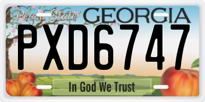 GA license plate PXD6747