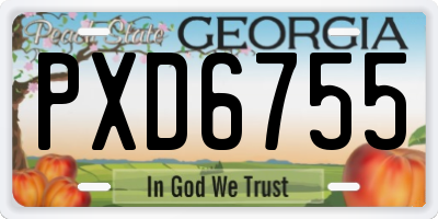 GA license plate PXD6755